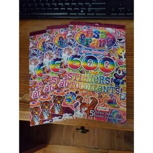 🌈Lisa Frank Sticker 3 Books Of 5 Sticker Sheets 600 Stickers Bendon New Booklet
